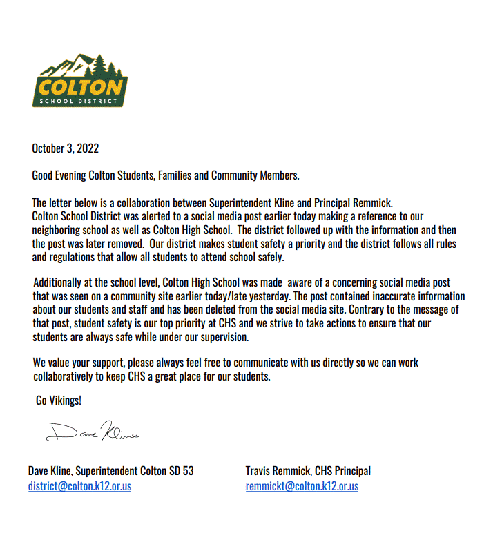 CHS Letter